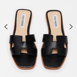 Steven New York Hadyn Black Leather Sandals Size 7